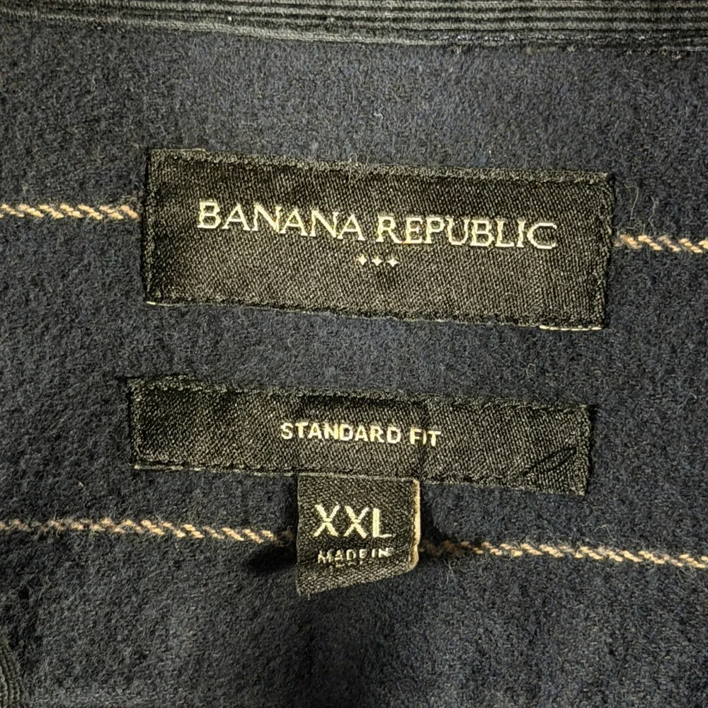 Banana Republic Mens XXL Navy Blue Pinstripe Cotton Button Down Shirt 505082-00